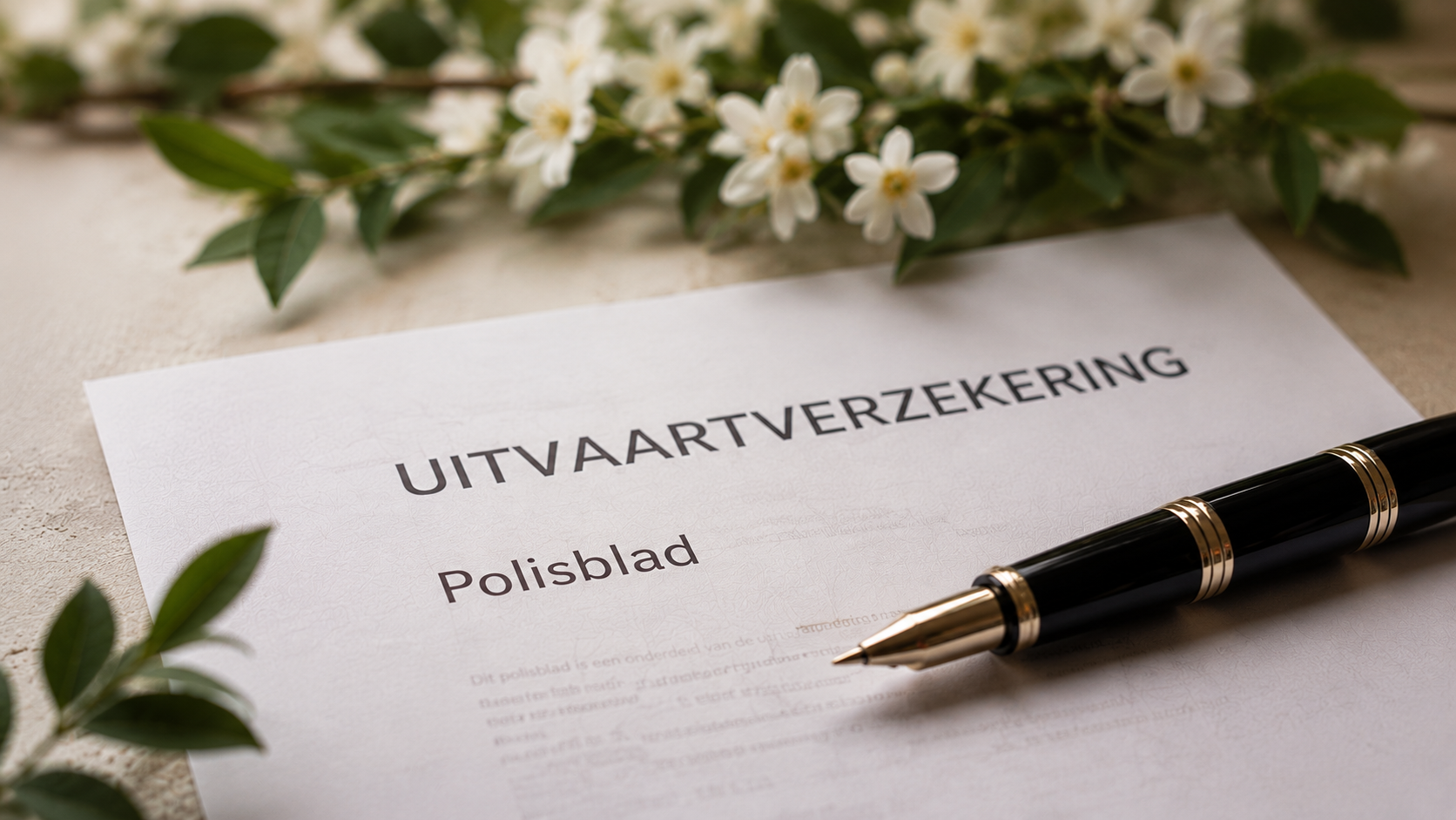uitvaartverzorgen-kiezen-verzerkering Polisblad van een uitvaartverzekering met pen, bij het kiezen van een uitvaartverzorger